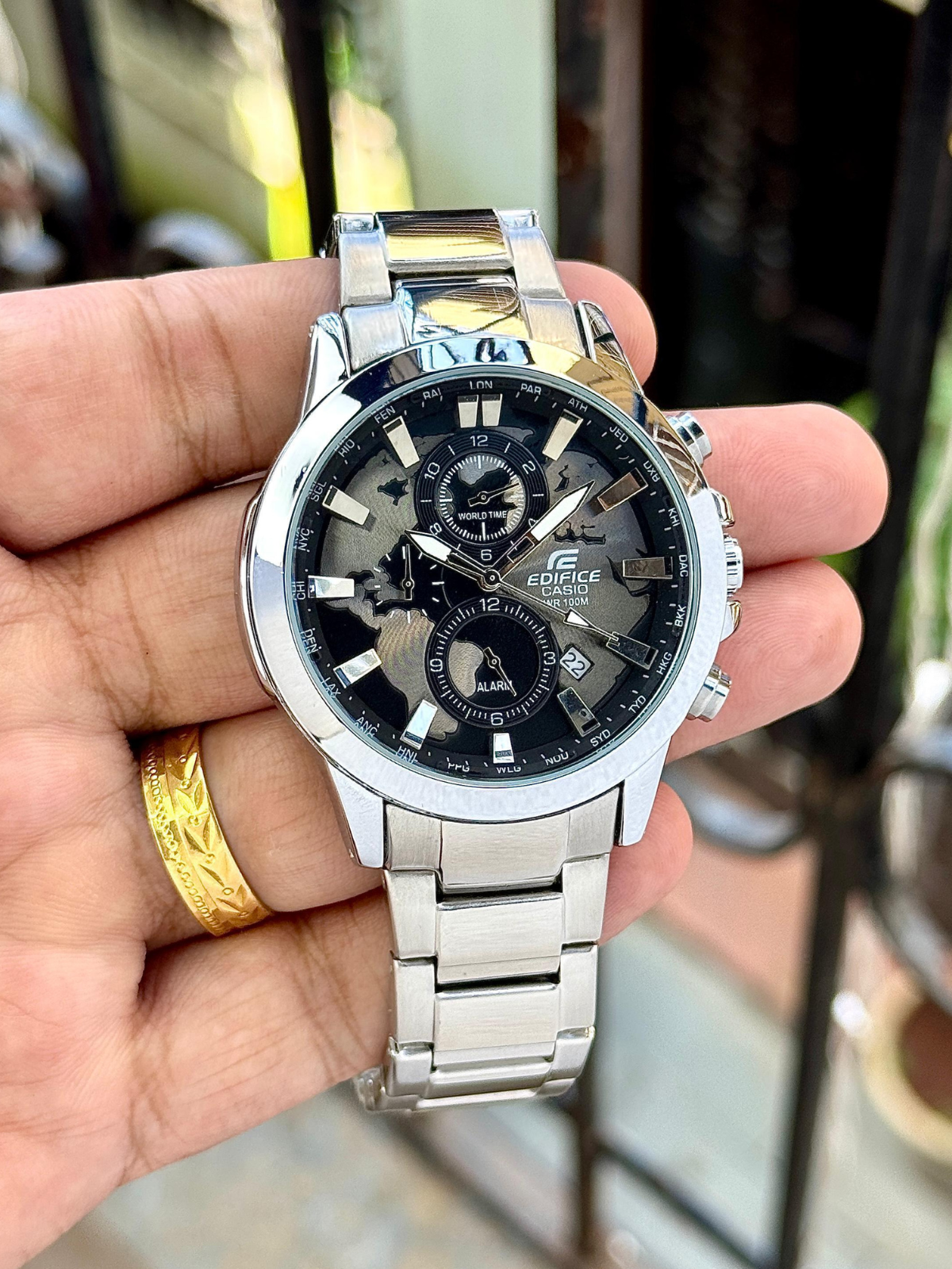 Casi_o Edifice World Map Silver Black