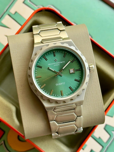 Vachero_n Constantin Green Dial Watch with metal Belt