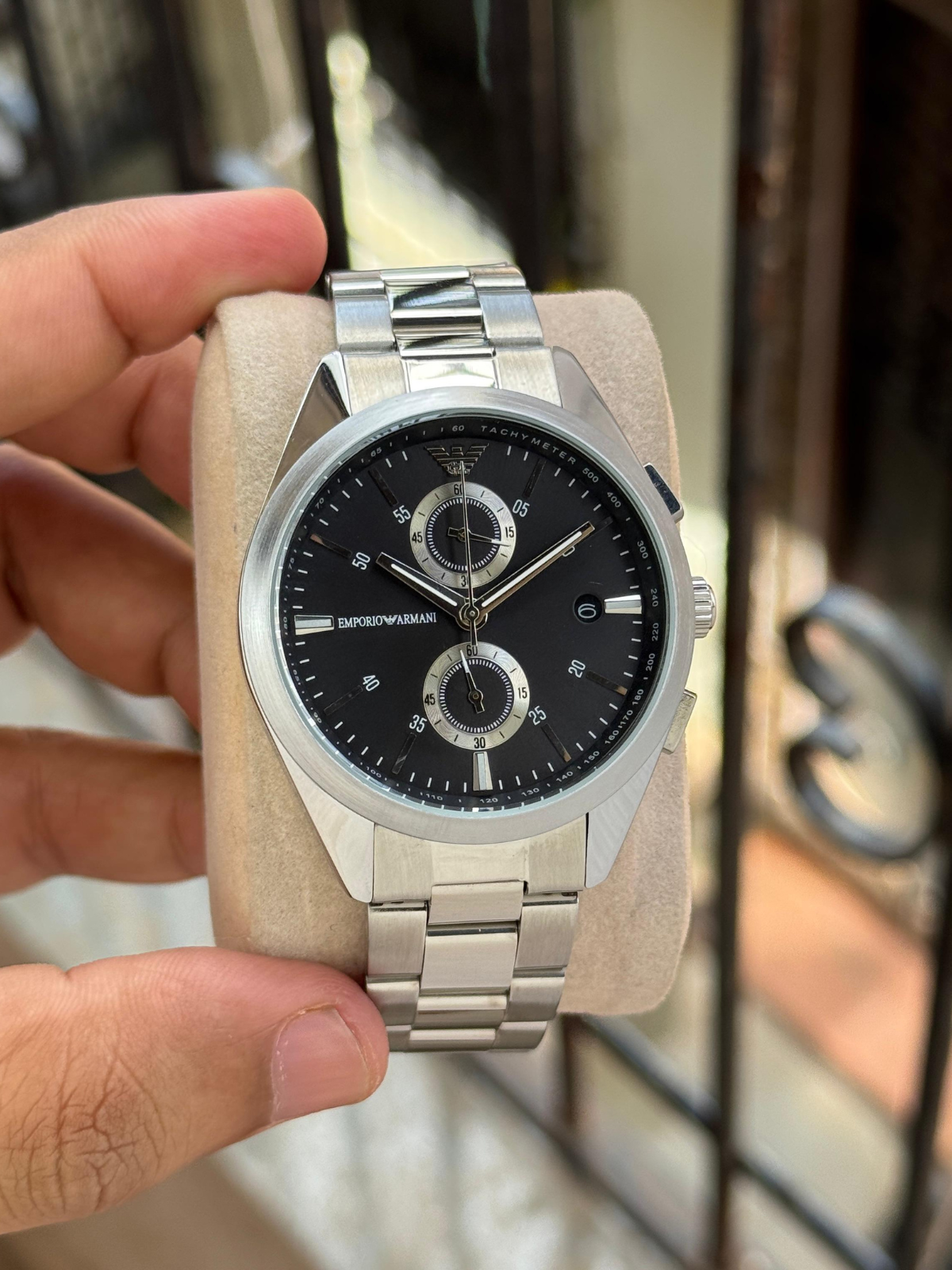 Sliver Body black Dial Em_prio Watch