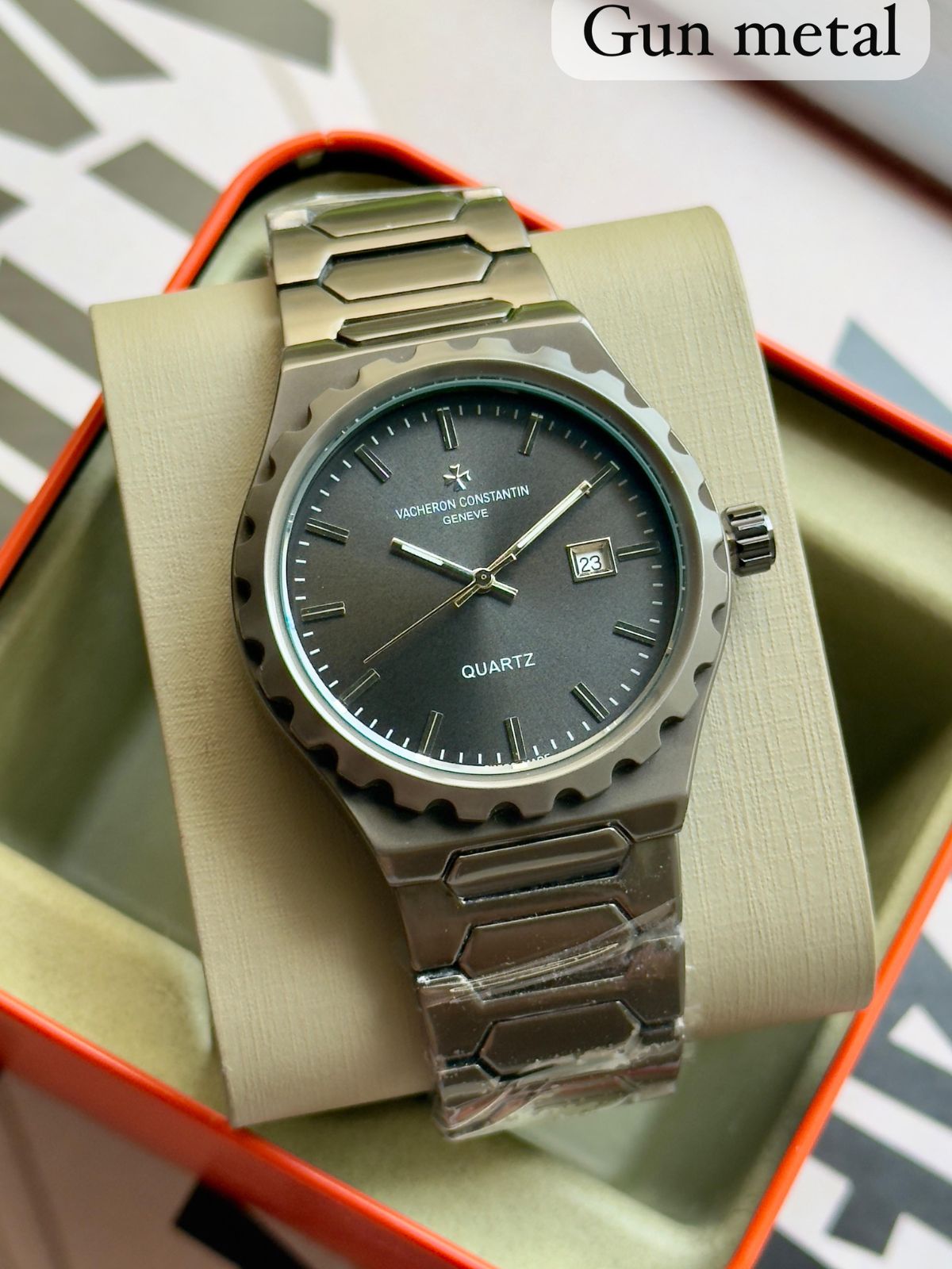 Vachero_n Constantin Black Metal Watch with Black Dial
