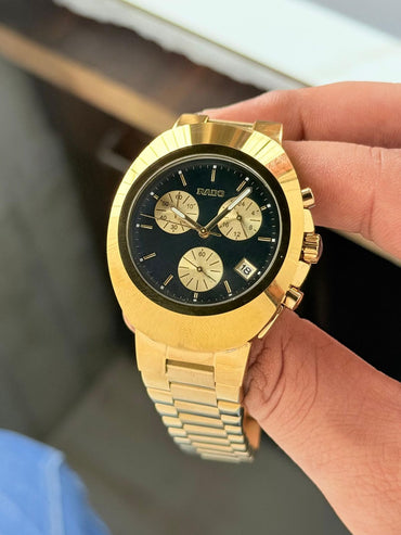 Rad_o Gold Belt Watch with Black Dial