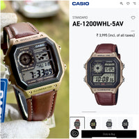 Casio AE-1200 Illuminator Camel Brown - J1231-WORLD TIME